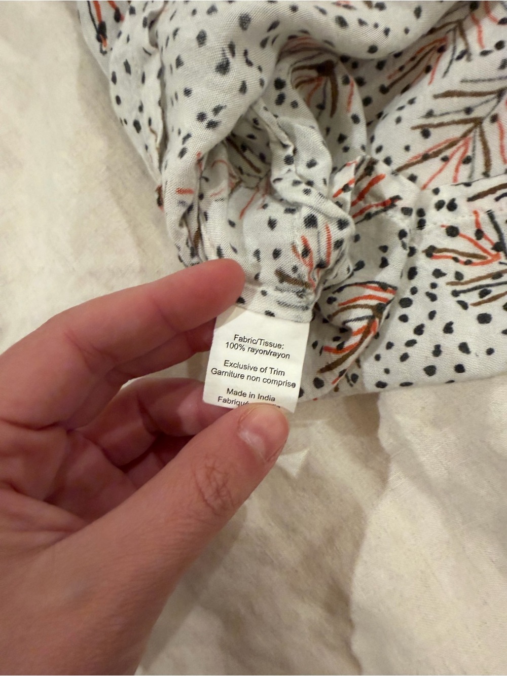 White Printed Sleeveless Tank Top with Orange Floral Motif - Picture 6 of 7